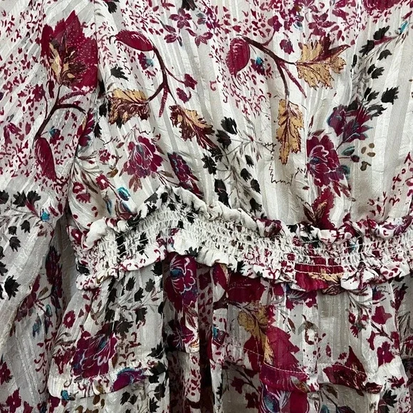 Free People Pink Closer to the Heart Tiered Floral Mini Dress in Cream Combo Med - Picture 5 of 6